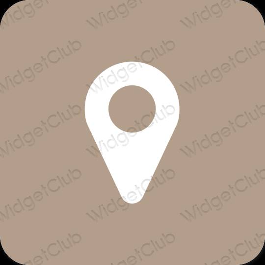 Estético bege Map ícones de aplicativos