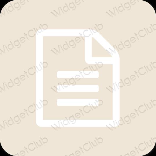 Estetsko bež Notes ikone aplikacij