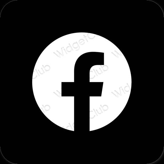 Esthétique noir Facebook icônes d'application