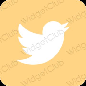 Esthétique orange Twitter icônes d'application