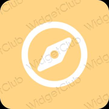 Aesthetic orange Safari app icons
