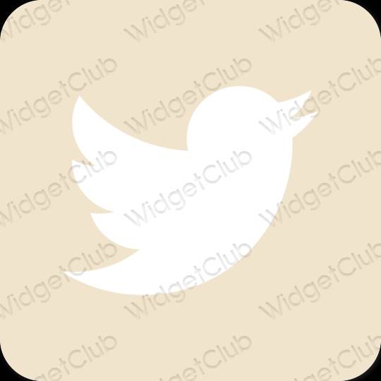 Естетичен бежово Twitter икони на приложения
