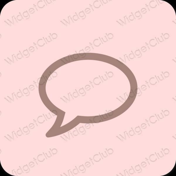 Estetis merah muda pastel Messages ikon aplikasi