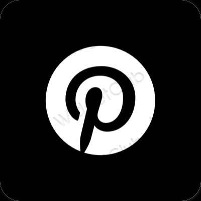 Естетичний чорний Pinterest значки програм