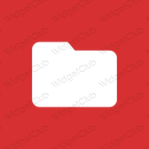 Estetik merah Files ikon aplikasi