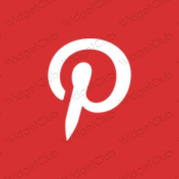 Esteetiline punane Pinterest rakenduste ikoonid