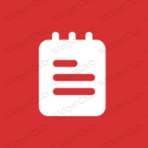 Esteetiline punane Notes rakenduste ikoonid