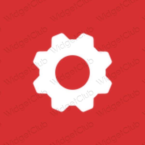 Estético vermelho Settings ícones de aplicativos