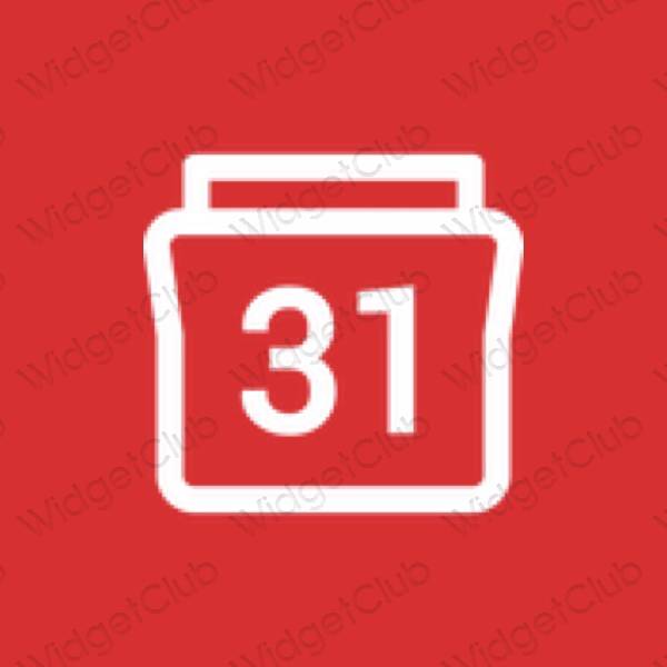 Esztétika piros Calendar alkalmazás ikonok