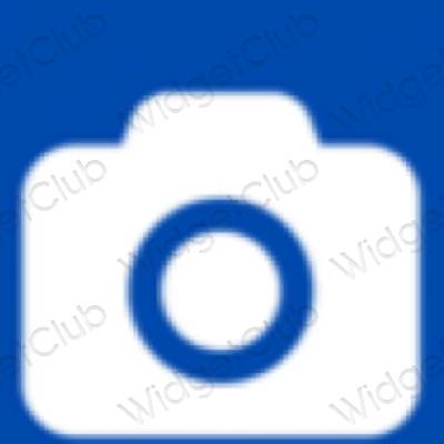 Estetický neonově modré Safari ikony aplikací