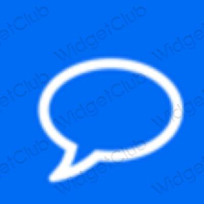 Æstetisk neon blå LINE app ikoner