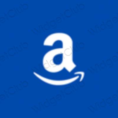 Estético azul neón Amazon iconos de aplicaciones