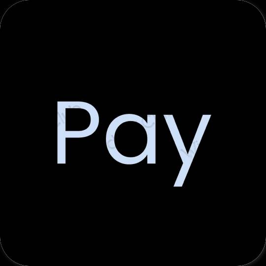 эстетический черный PayPay значки приложений