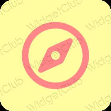 Estetický žlutá Safari ikony aplikací
