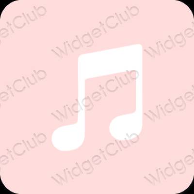 Esteetiline pastelne roosa Music rakenduste ikoonid