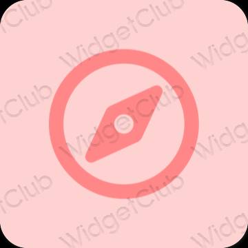 Aesthetic pink Safari app icons