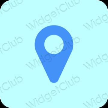 미적인 파스텔 블루 Google Map 앱 아이콘