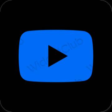 جمالي النيون الأزرق Youtube أيقونات التطبيق