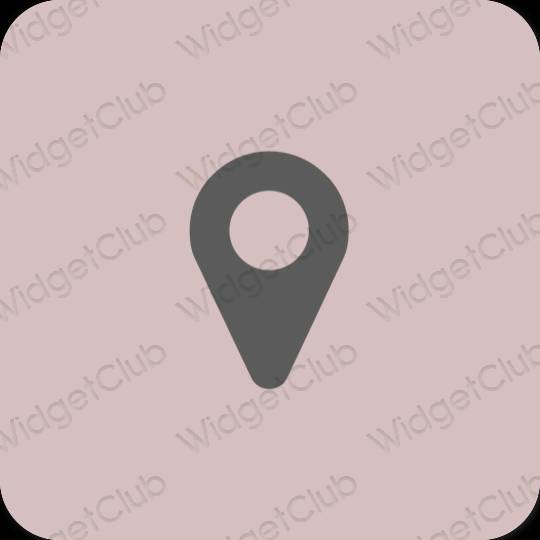 Estético rosa pastel Map iconos de aplicaciones