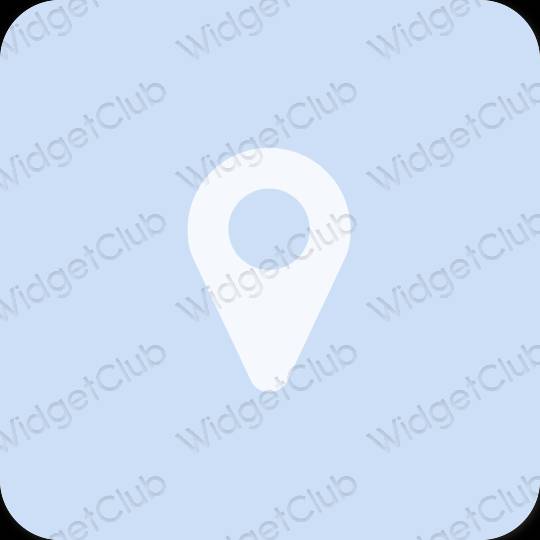 Estético azul pastel Google Map iconos de aplicaciones