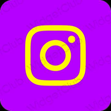 Estetinis neoninės rožinės spalvos Instagram programėlių piktogramos