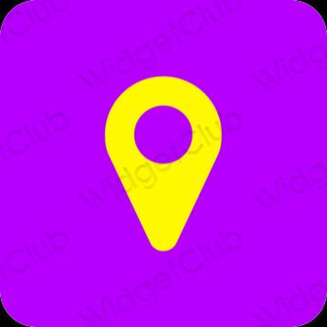 Aesthetic purple Map app icons