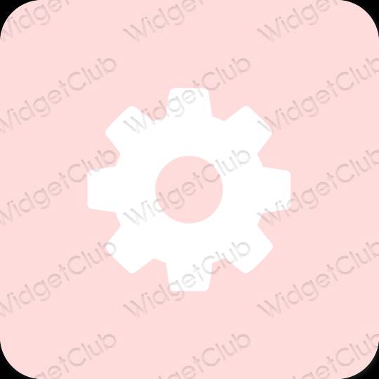 Estetsko pastelno roza Settings ikone aplikacij