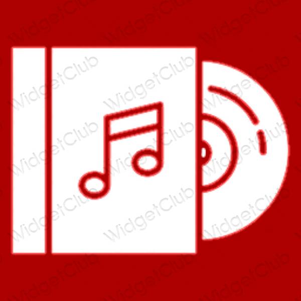 Estetsko rdeča Music ikone aplikacij