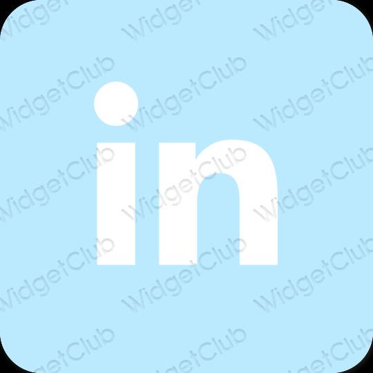 Stijlvol pastelblauw Linkedin app-pictogrammen
