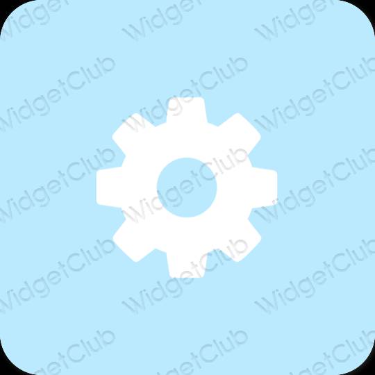 Estetisk pastellblå Settings app ikoner