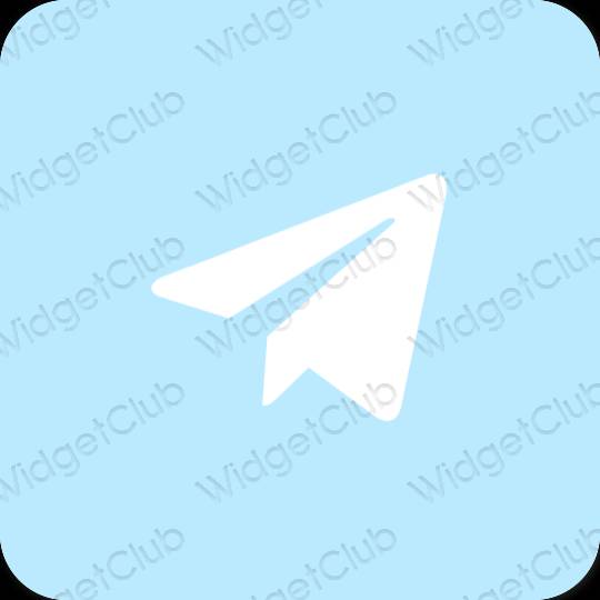Estetik biru pastel Telegram ikon aplikasi
