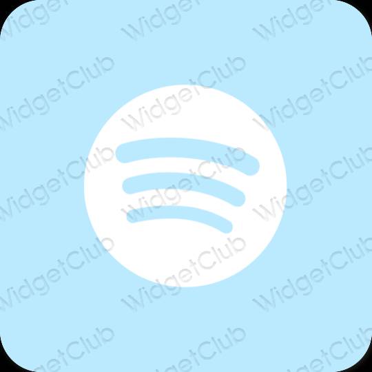 Esteetiline pastelne sinine Spotify rakenduste ikoonid