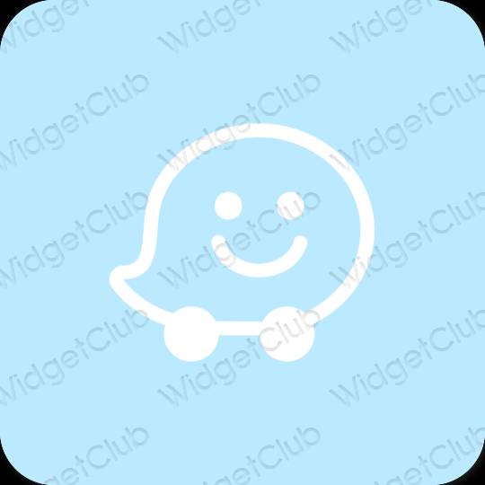 Estetski pastelno plava Waze ikone aplikacija
