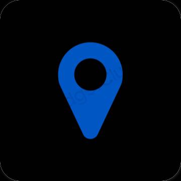 Ესთეტიური შავი Google Map აპლიკაციის ხატები