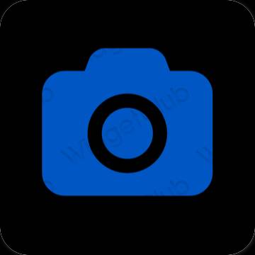 Естетски неон плава Camera иконе апликација