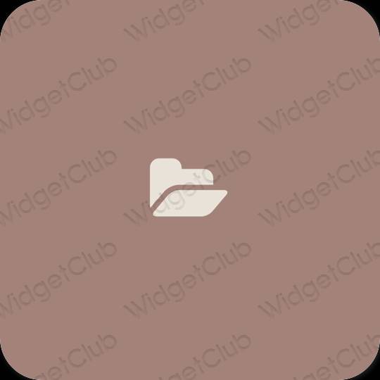 Estetik coklat Files ikon aplikasi