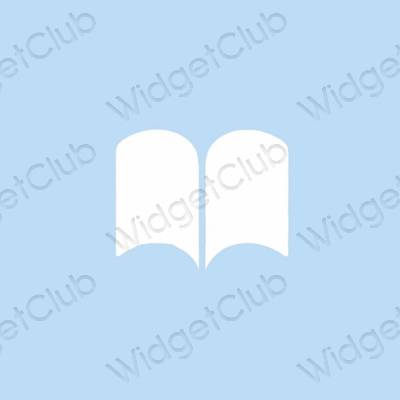 Estetis biru pastel Books ikon aplikasi