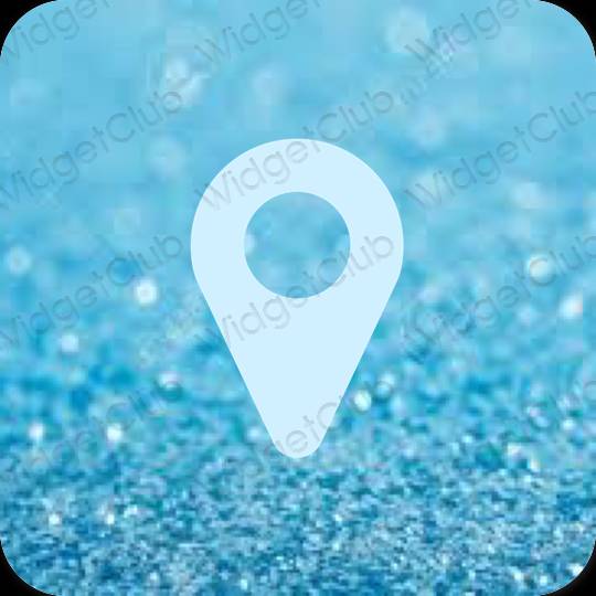 Estetik biru pastel Google Map ikon aplikasi
