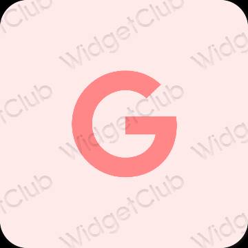 Estetis merah muda pastel Google ikon aplikasi