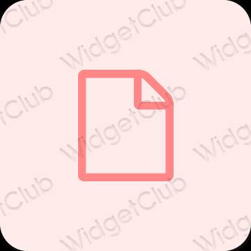 Estetyka pastelowy róż Notes ikony aplikacji