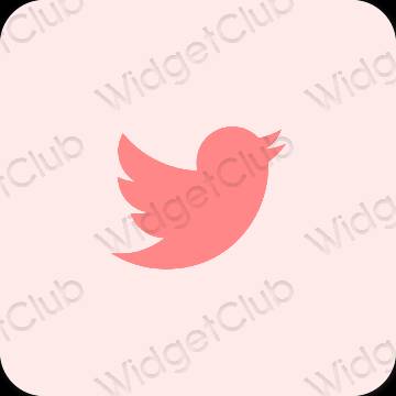 جمالي الوردي الباستيل Twitter أيقونات التطبيق