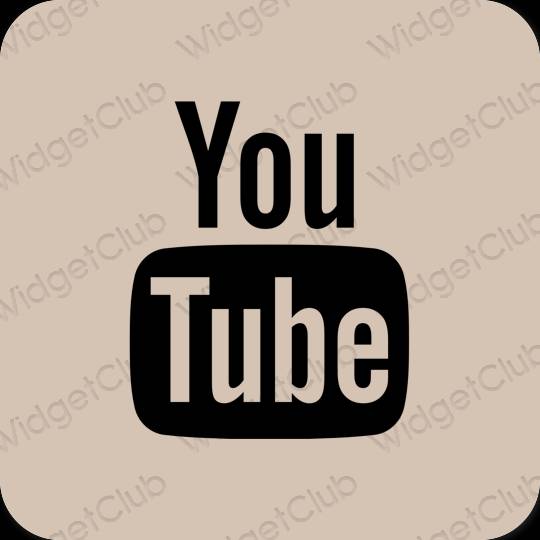 审美的 浅褐色的 Youtube 应用程序图标