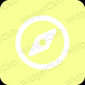 Estético amarillo Safari iconos de aplicaciones