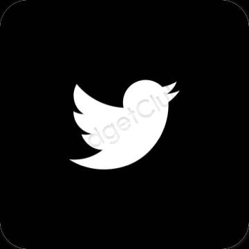 Естетски црн Twitter иконе апликација