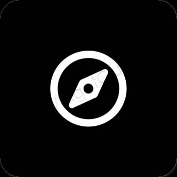 Estetik hitam Safari ikon aplikasi
