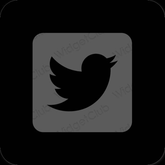Esteettinen harmaa Twitter sovelluskuvakkeet