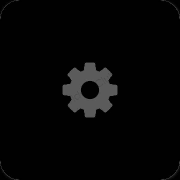 Estético Preto Settings ícones de aplicativos