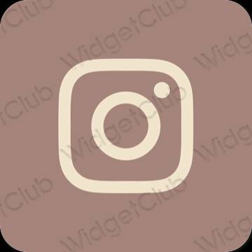 Estetický hnědý Instagram ikony aplikací