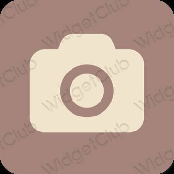 Estetické hnedá Camera ikony aplikácií