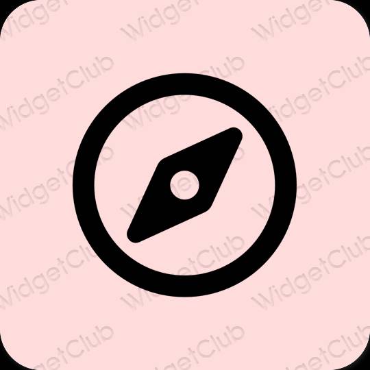 Estetsko pastelno roza Safari ikone aplikacij